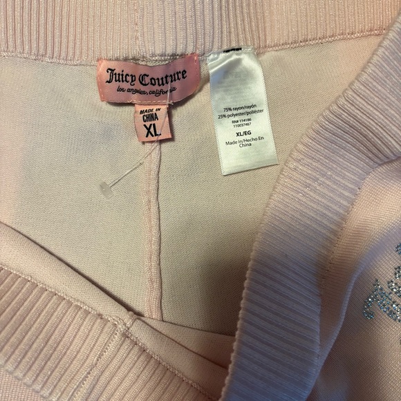 Juicy Couture Baby Pink Rhinestone Logo Knit Tracksuit Hoodie Pants Set XL - Picture 15 of 16